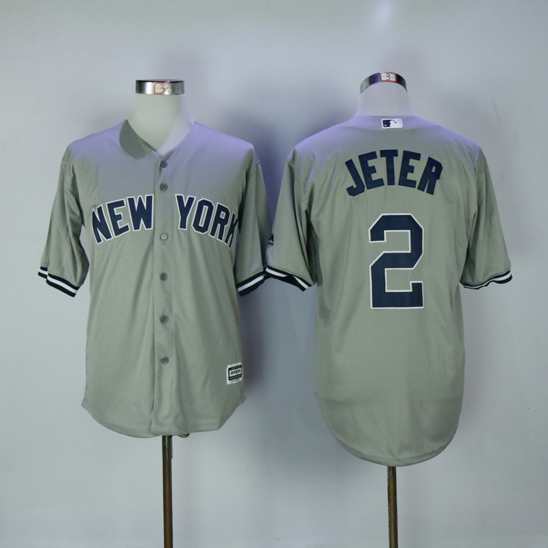 2017 MLB New York Yankees #2 Jeter Grey Game Jerseys